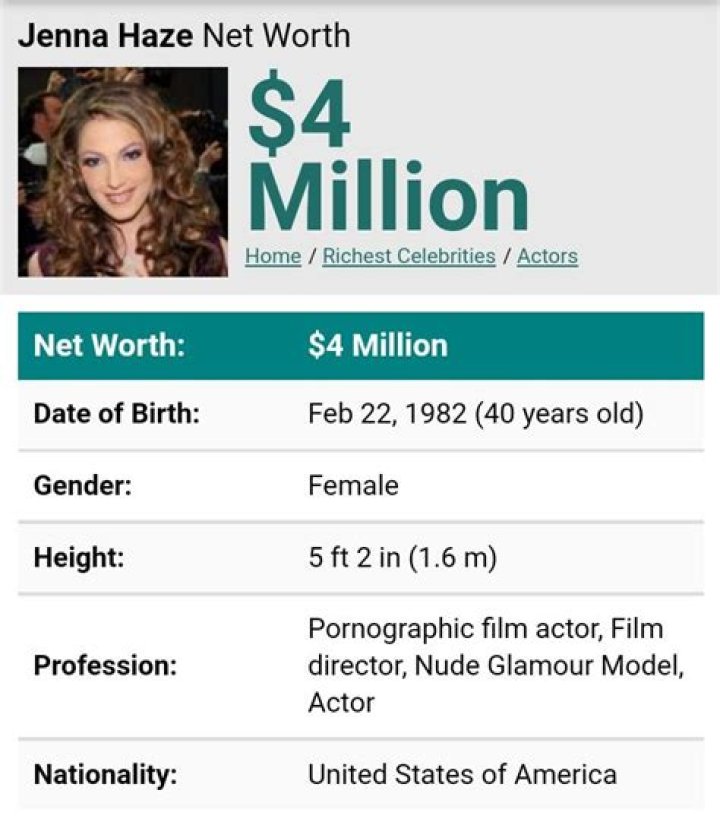 Jenna Haze Net Worth | Celebrity Net Worth